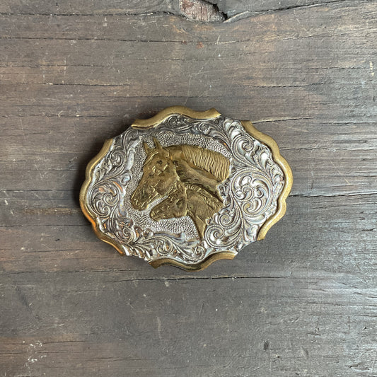 Gold Horse Head Belt Buckle
