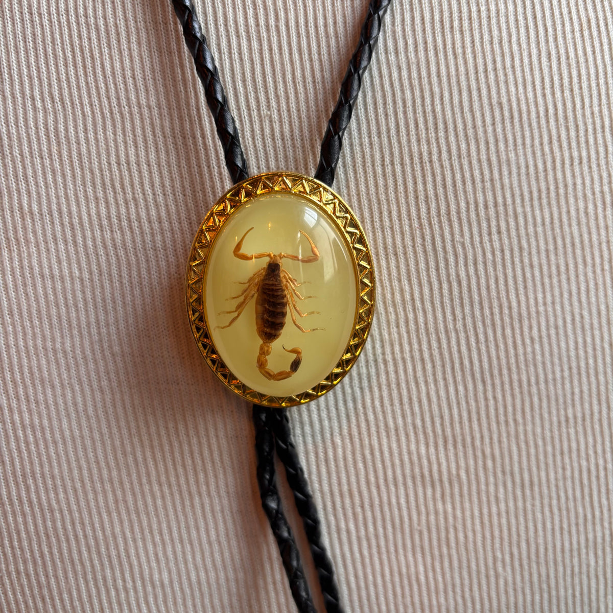 Scorpion Bolo on Black Leather Tie
