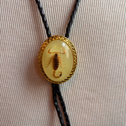 Scorpion Bolo on Black Leather Tie