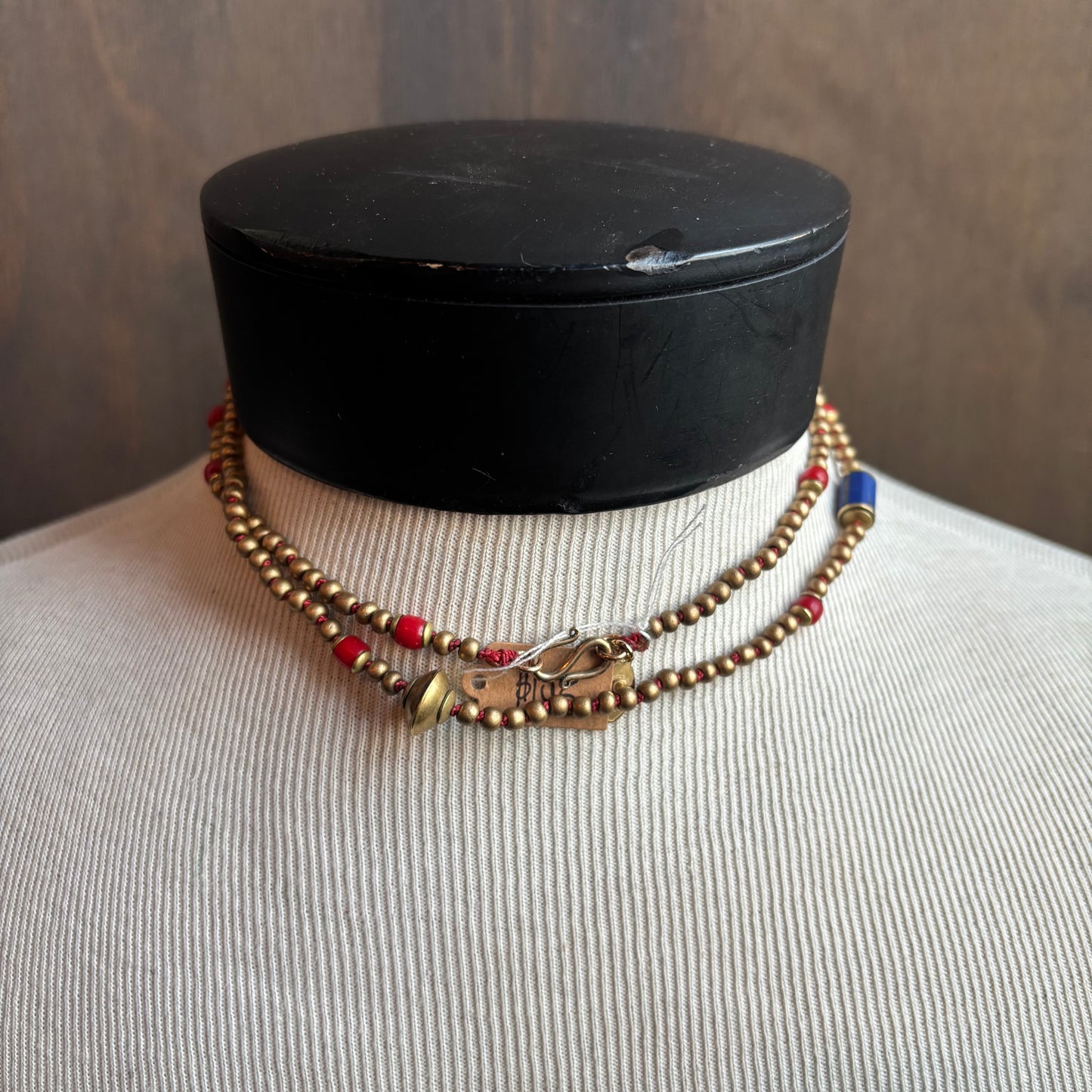 Ostrich Moon Coral and Lapis Necklace