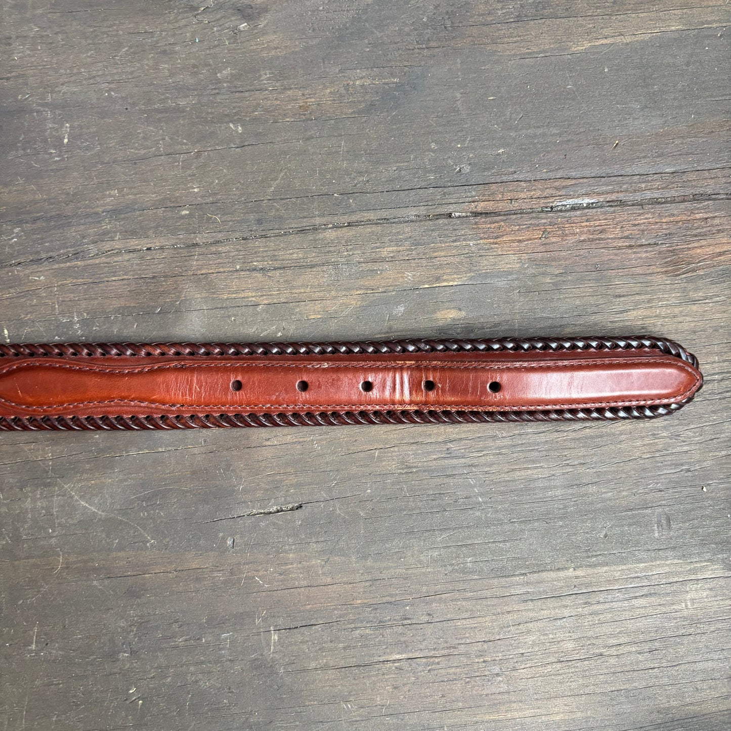 Resistol Brown Leather Belt with Braided Edge