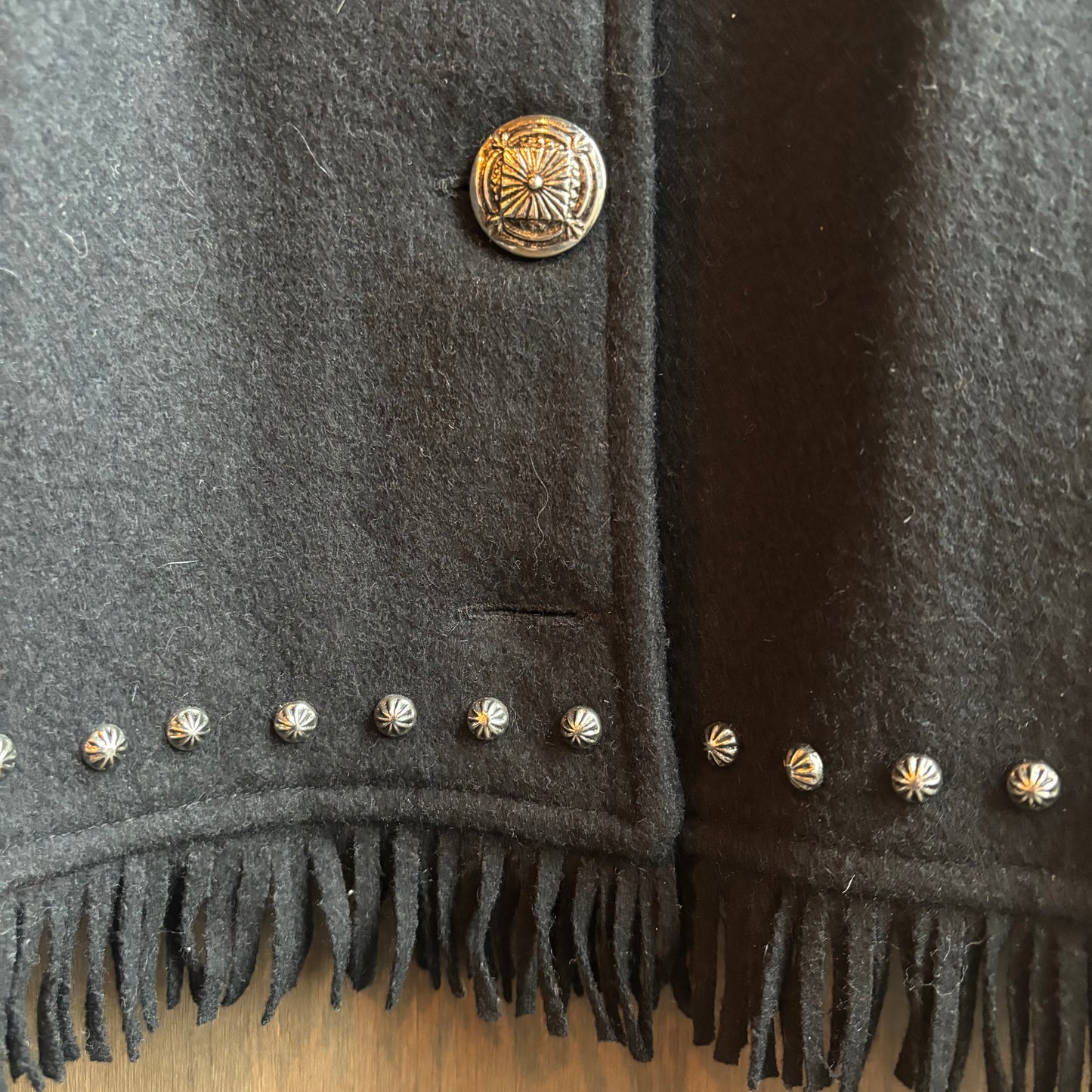 Black Fringed Jacket with Conchos