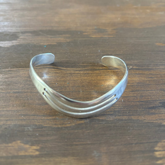 Curved Silver Cuff Bracelet