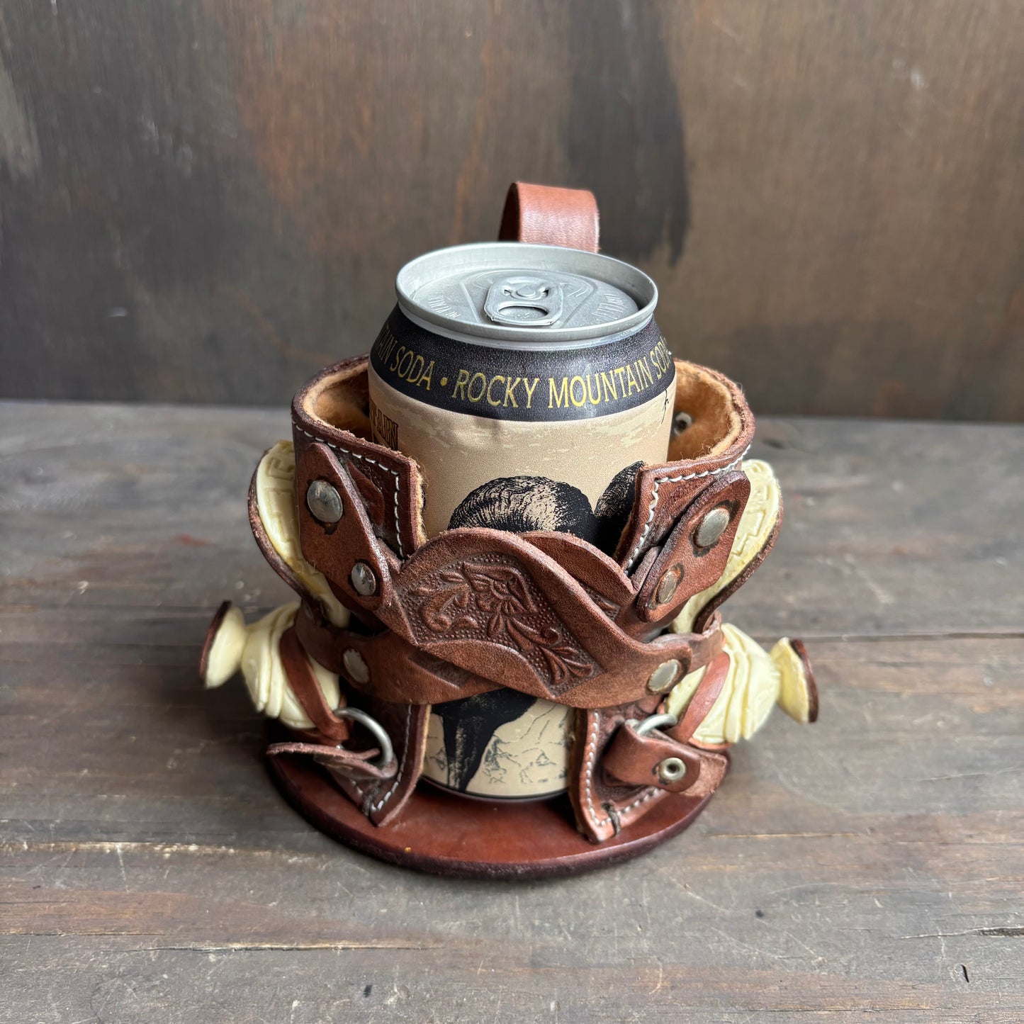 Vintage Leather Saddle Drink Holster