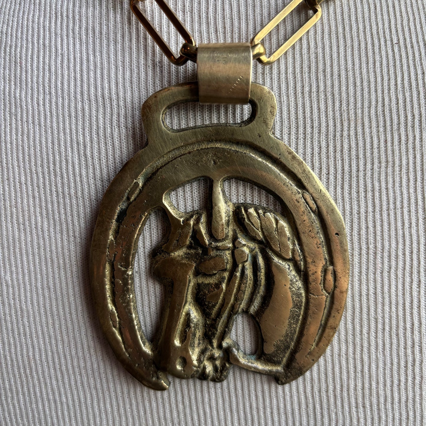Mac Warman Large Horse in Horseshoe Medallion Necklace