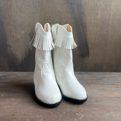 Western Plains White Fringe Kid’s Boots