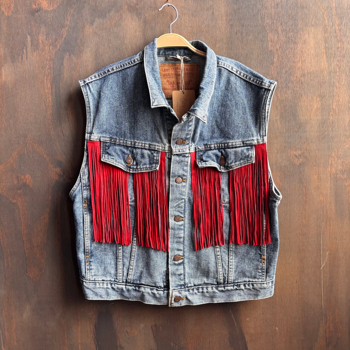 Out of The Blue Vintage Denim Fringed Vest