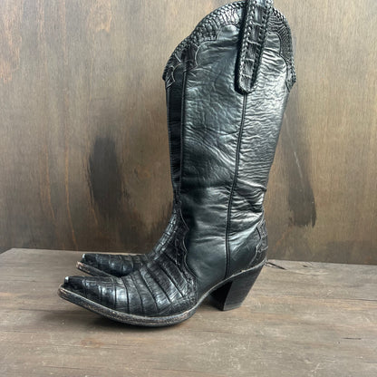 Custom Black Alligator Cowgirl Boots