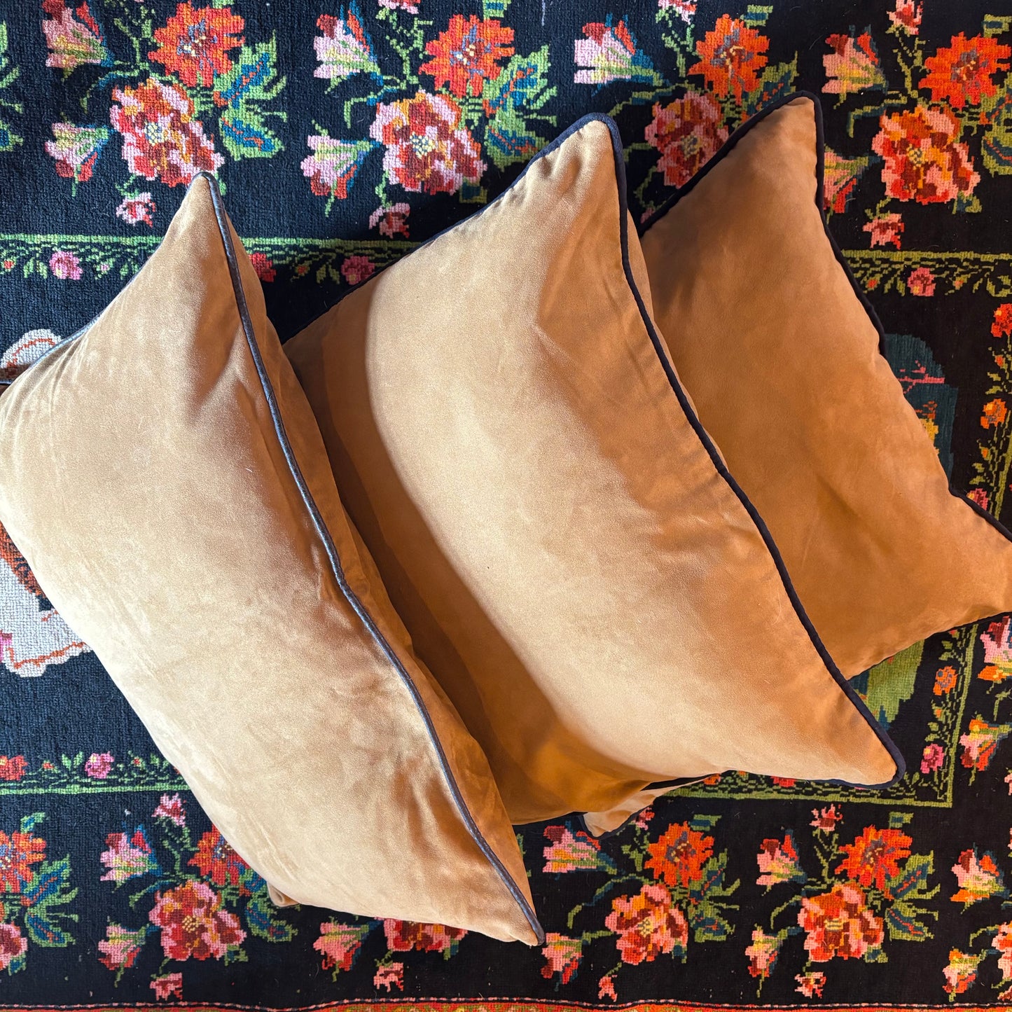 Tan Faux Suede Pillows (Set of 3)