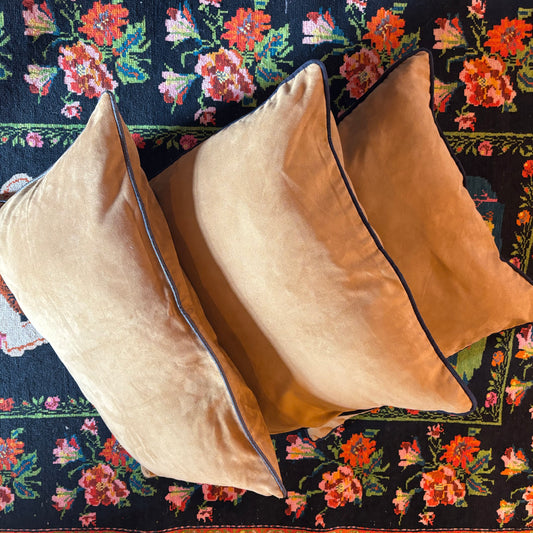 Tan Faux Suede Pillows (Set of 3)