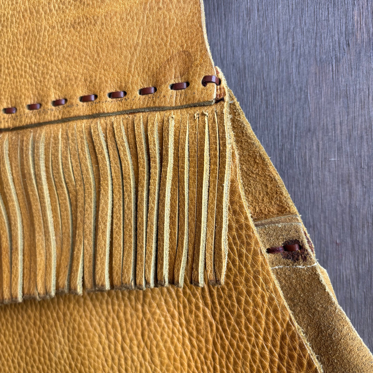 Vintage Tan Leather Fringed Vest