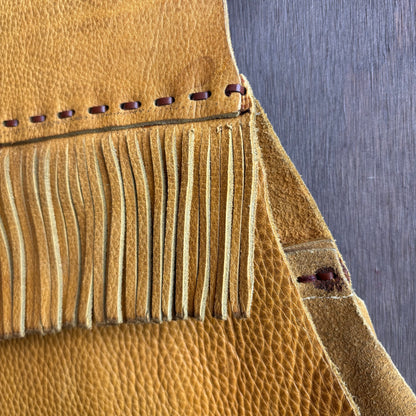Vintage Tan Leather Fringed Vest