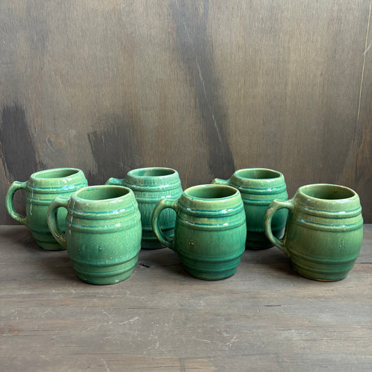 Vintage McCoy Green Mugs (6)