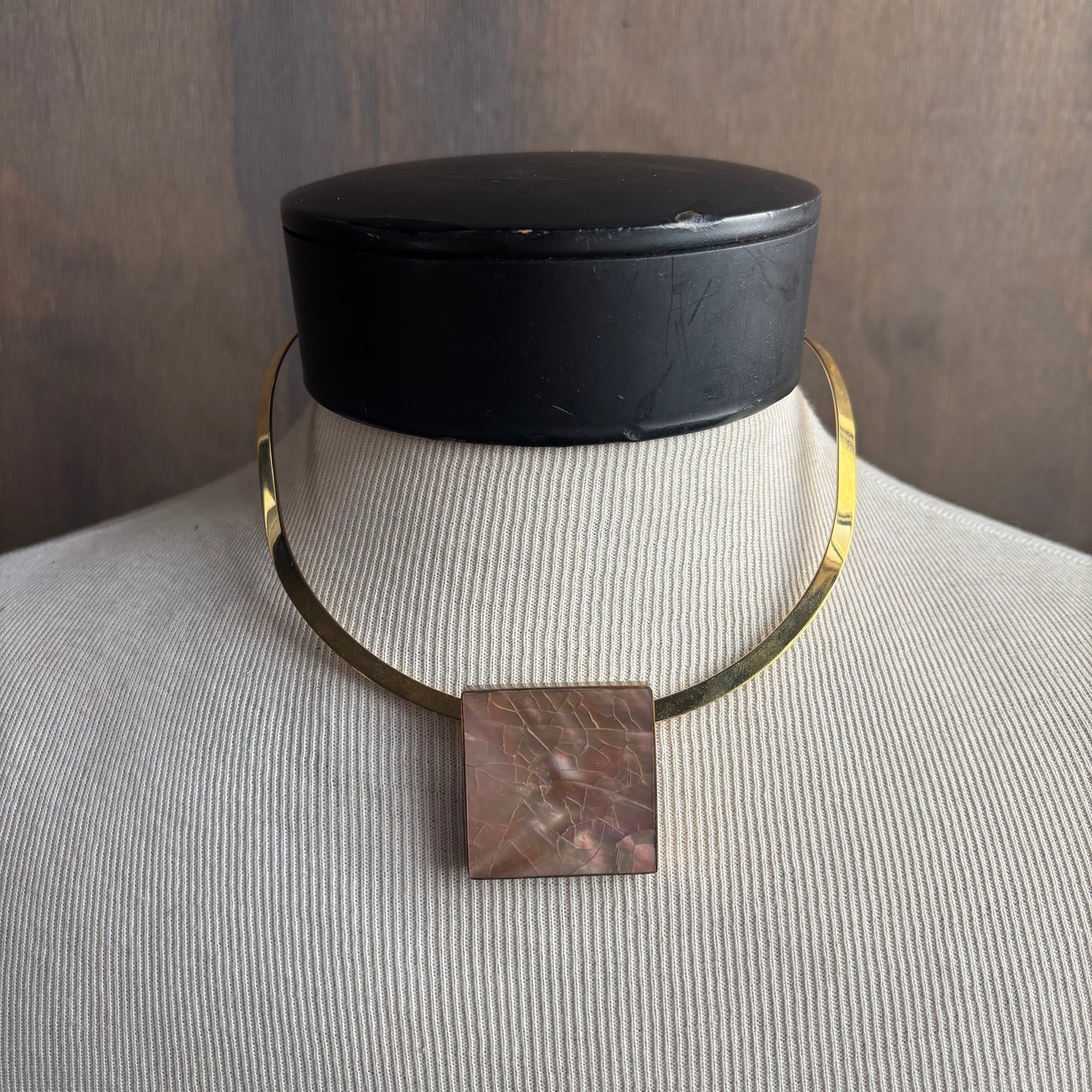 Brass Collar with Abalone Pendant
