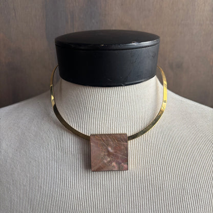 Brass Collar with Abalone Pendant