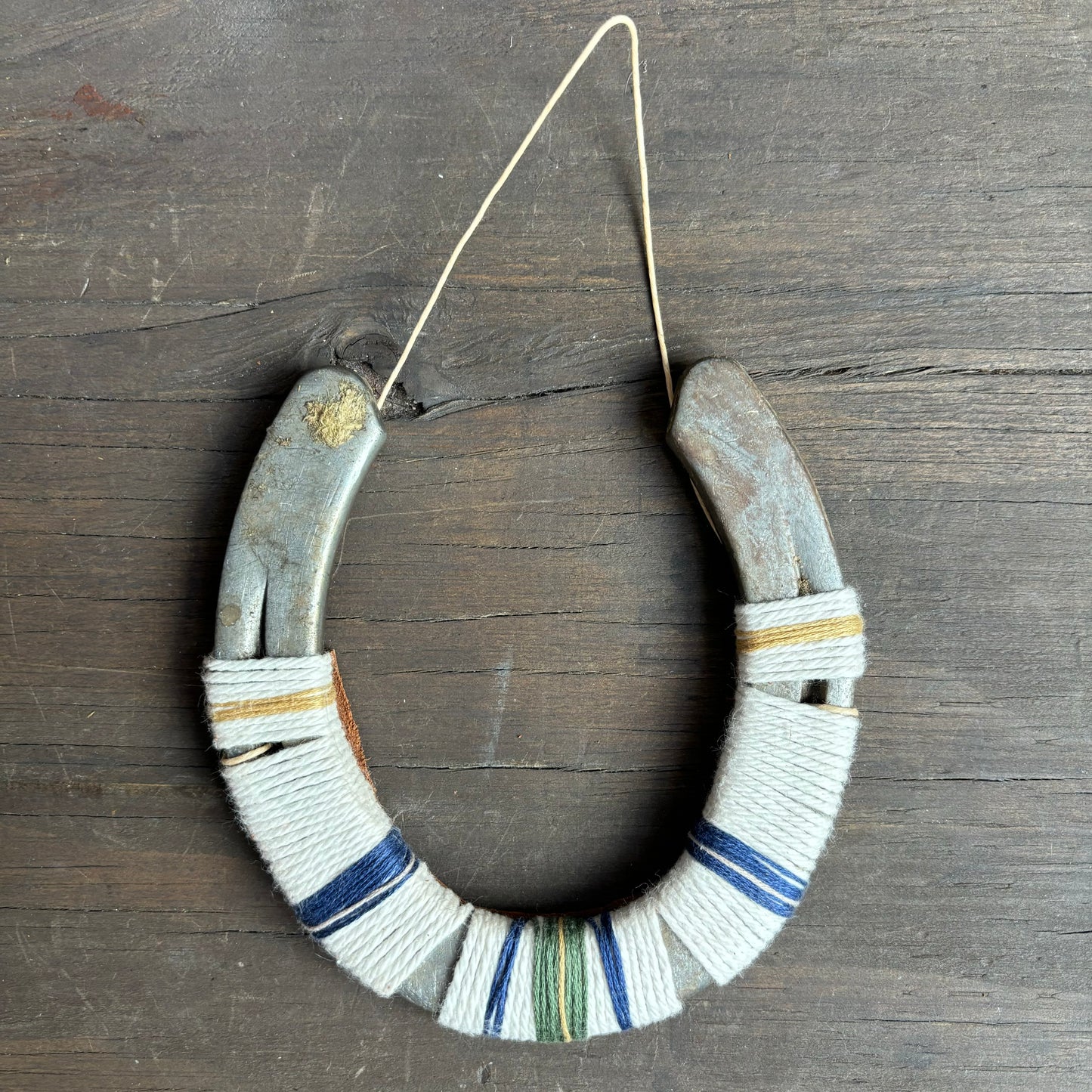 White Thread Wrapped Hanging Horseshoe