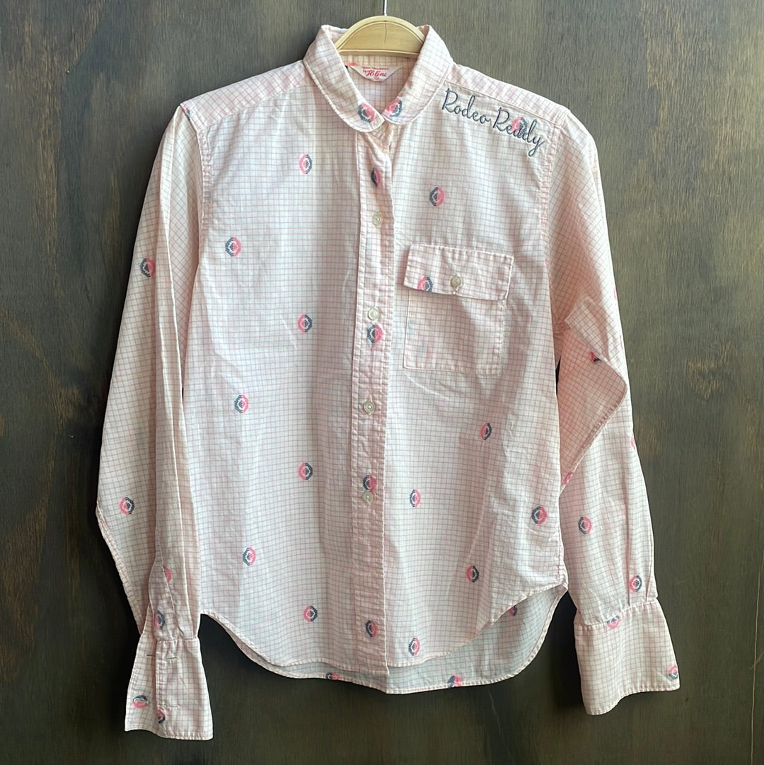 Custom Embroidered Vintage Pink Button Down