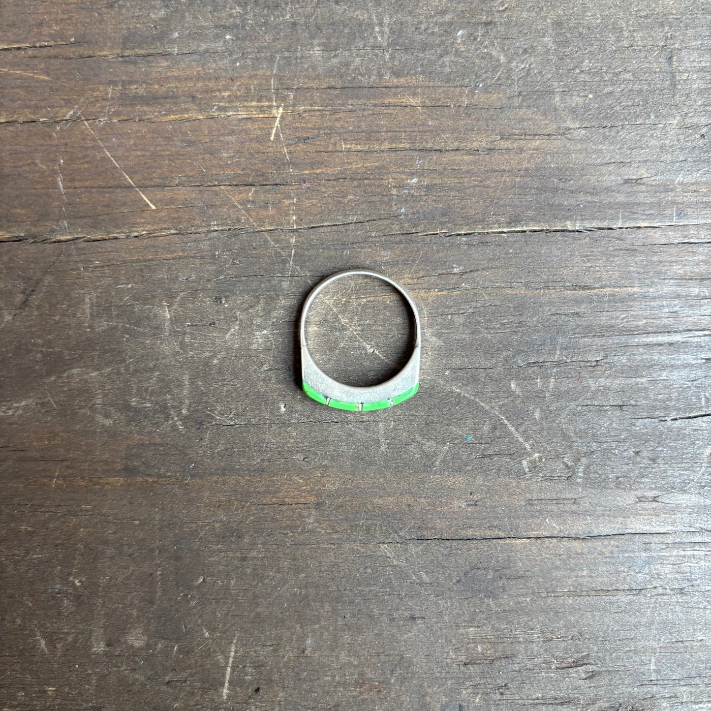Dyed Green Stone Silver Ring