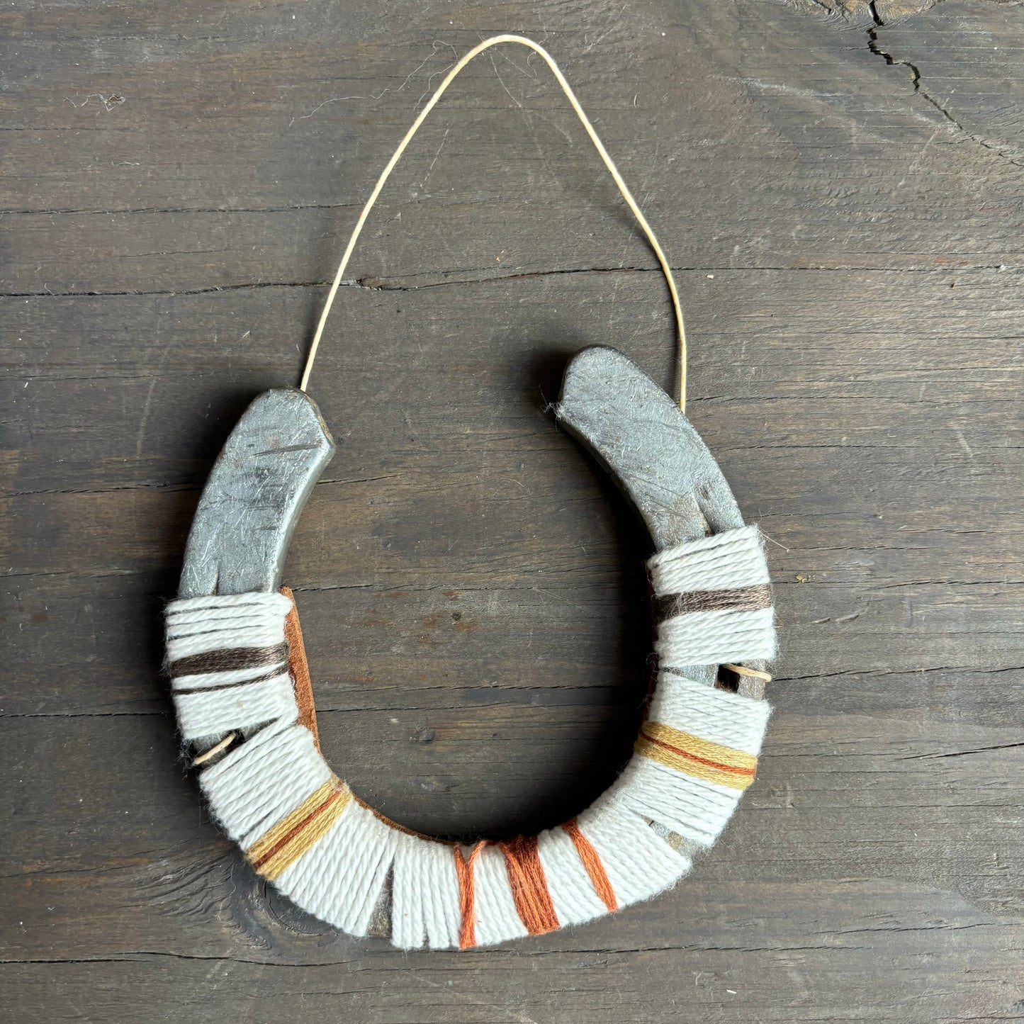 White Thread Wrapped Hanging Horseshoe