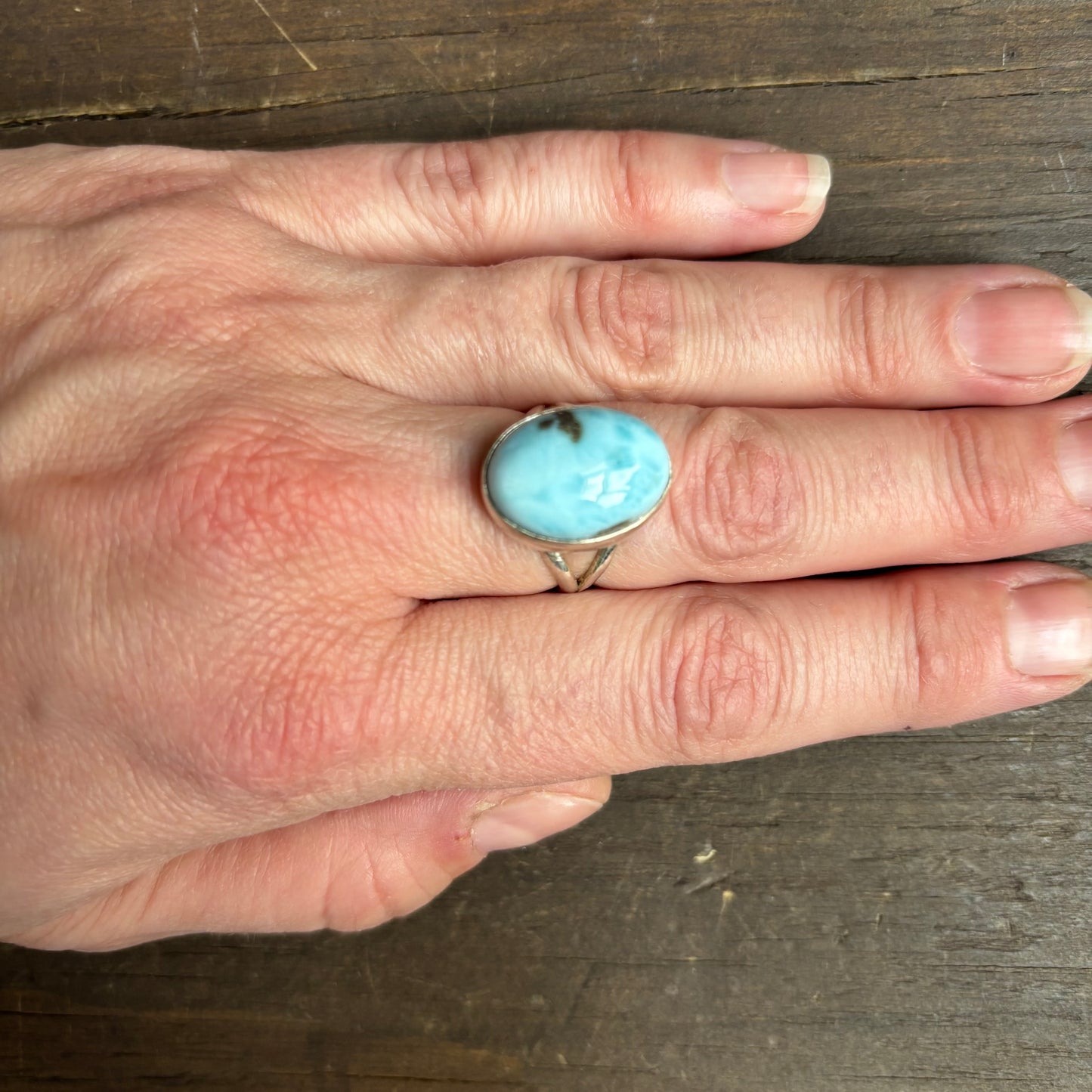 Oval Stone Sterling Silver Ring