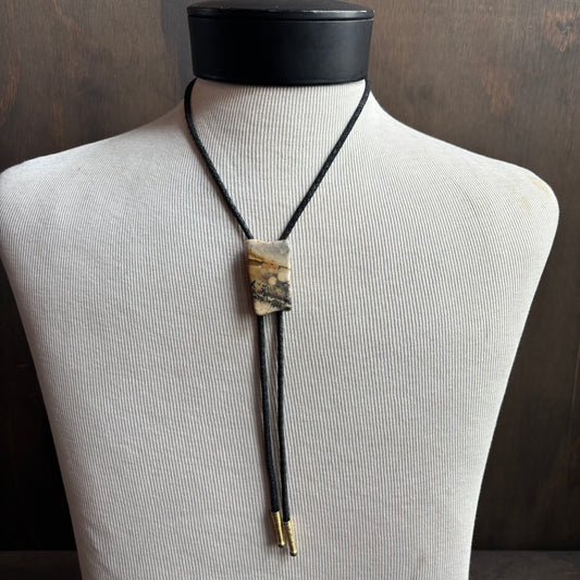 Rectangular Jasper Bolo on Black Tie