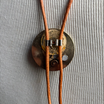 Cheetah Print Bolo on Tan Leather Tie