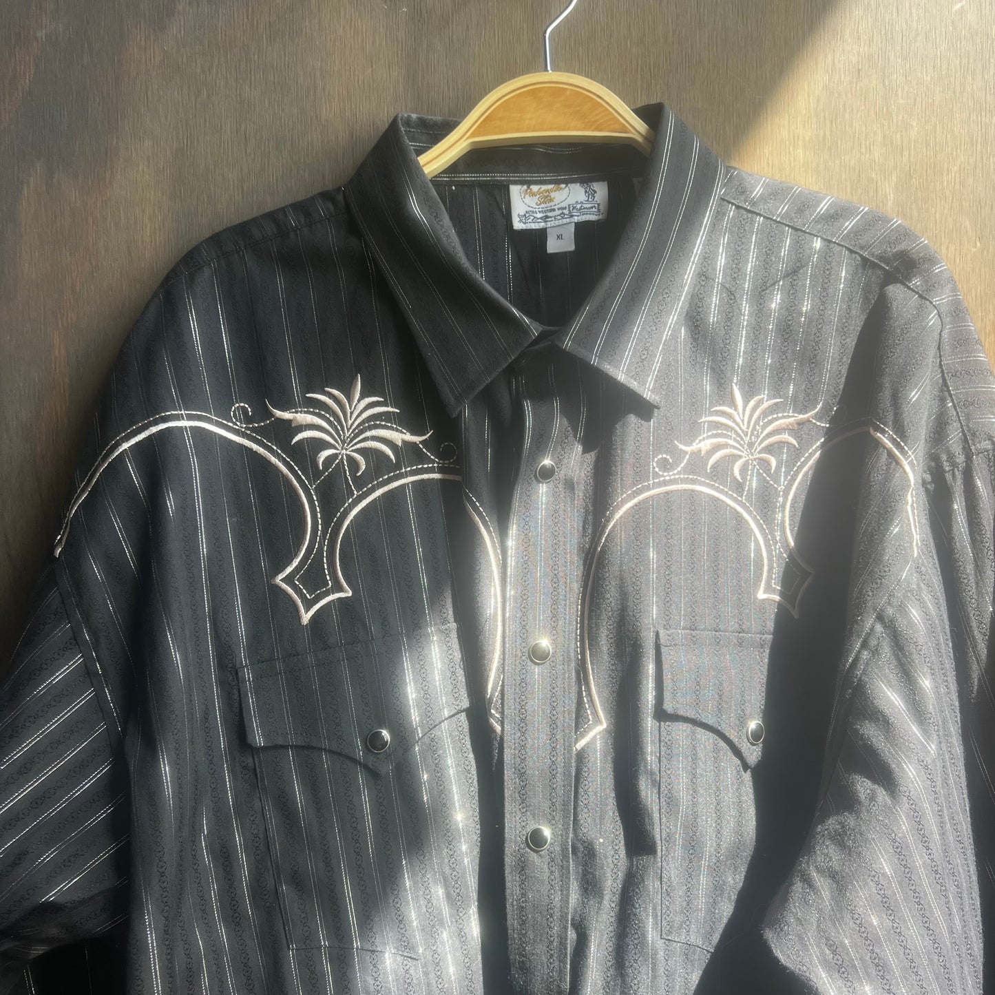 Panhandle Slim Black and Silver Pearl Snap