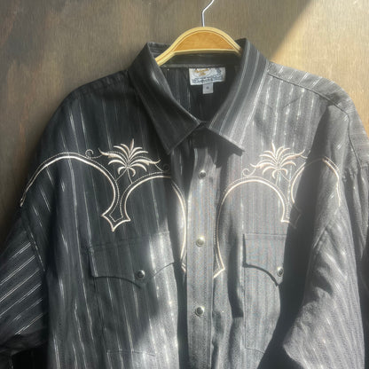 Panhandle Slim Black and Silver Pearl Snap