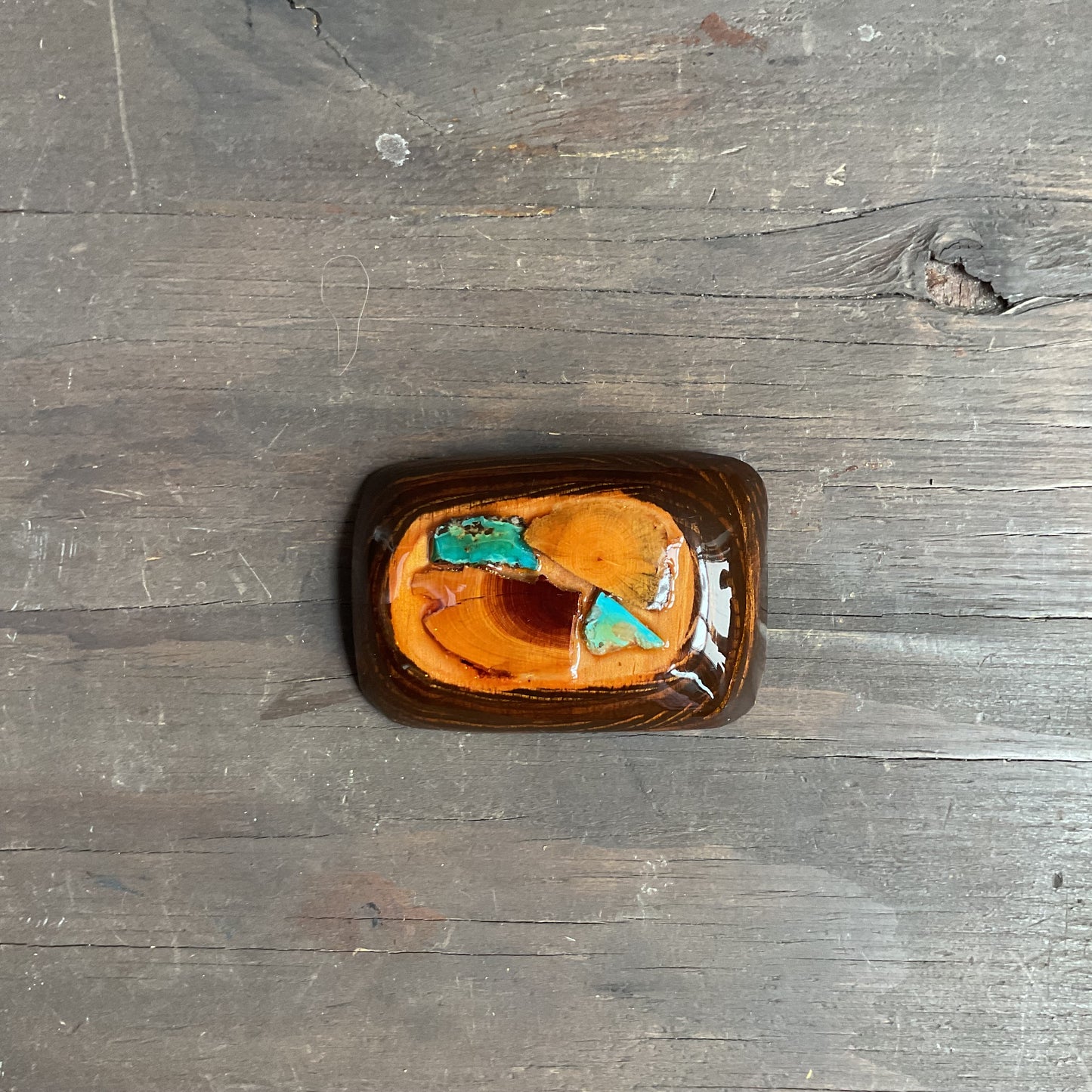 Wood and Turquoise Belt Buckle