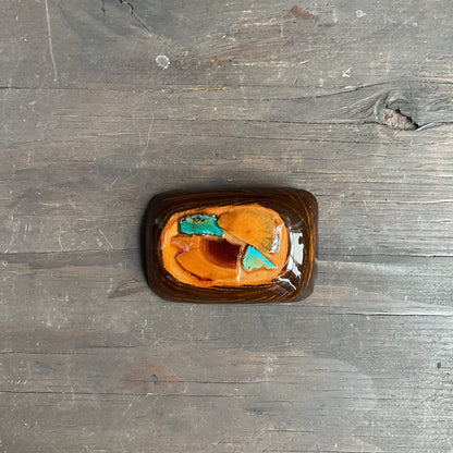 Wood and Turquoise Belt Buckle