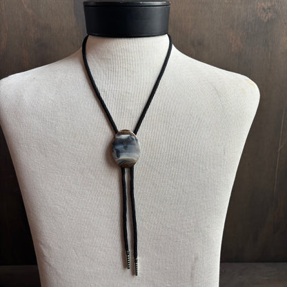 Striped Jasper Bolo on Brown Tie