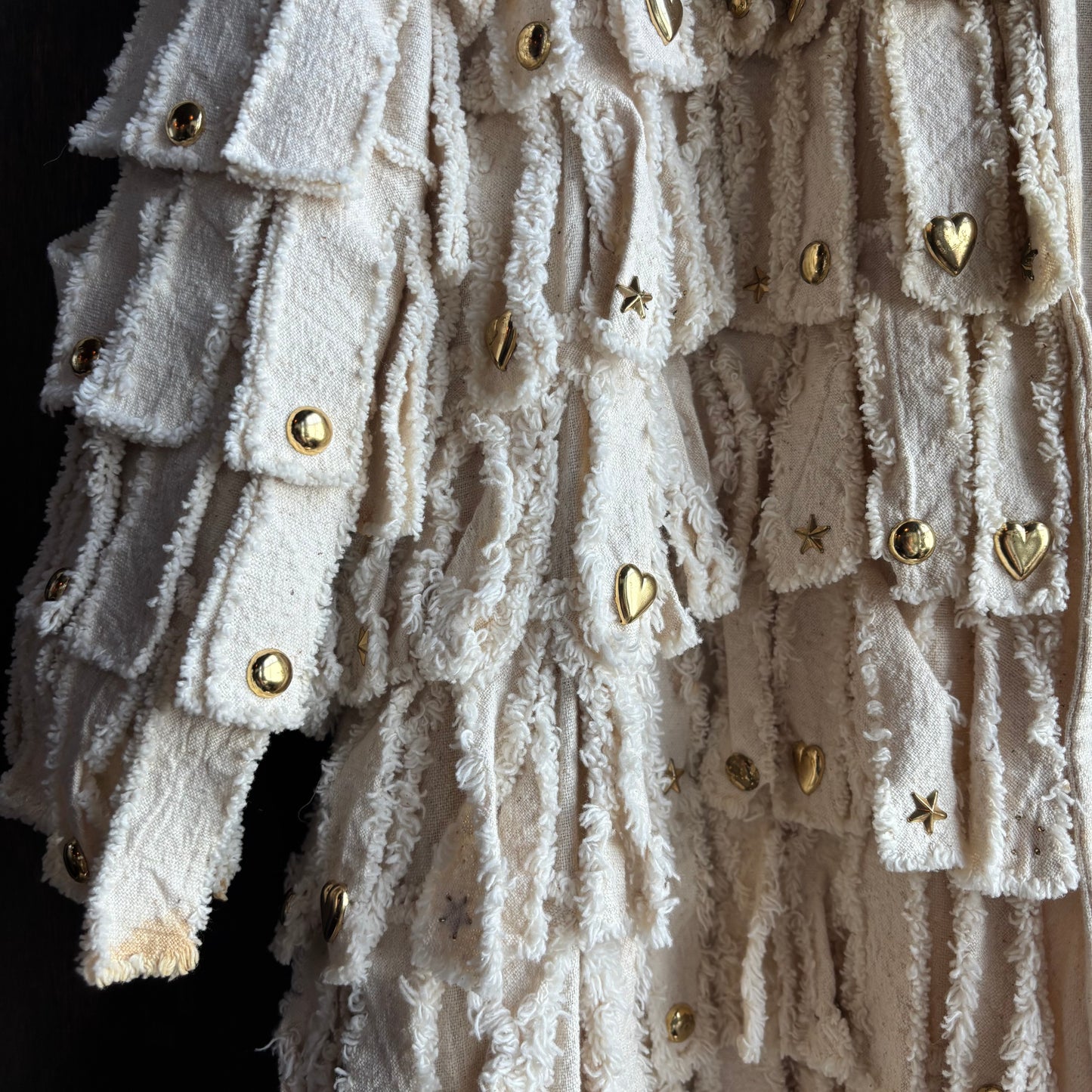Vintage Bedazzled Cream Fringe Duster