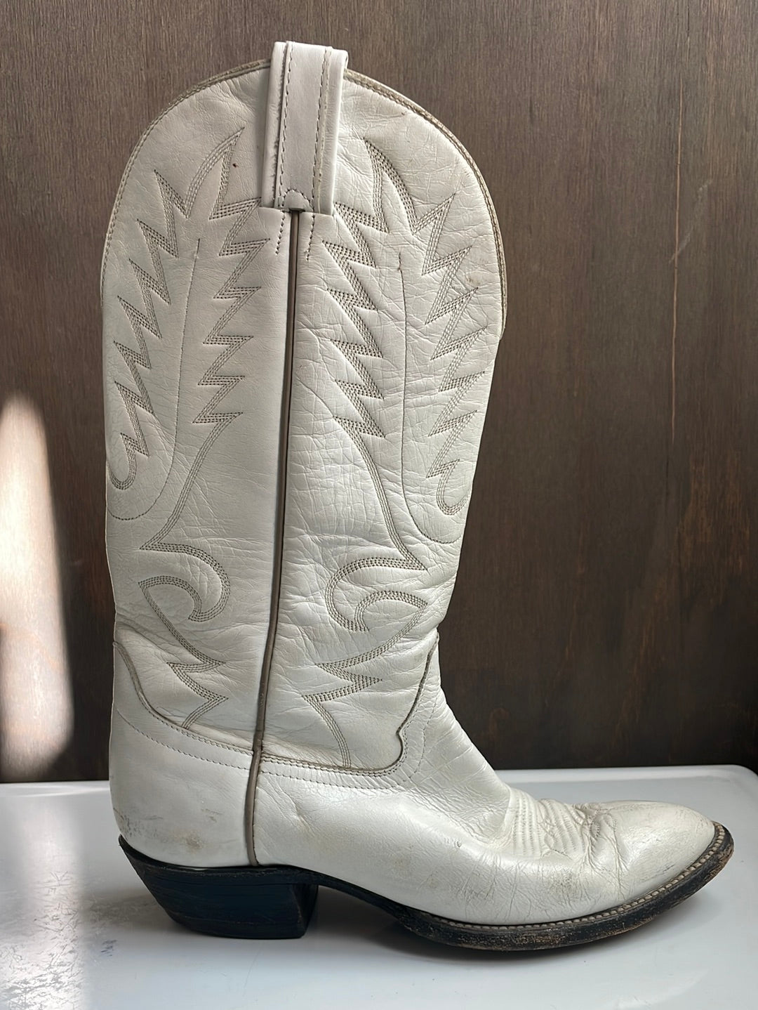 Vintage Hondo White Leather Boots