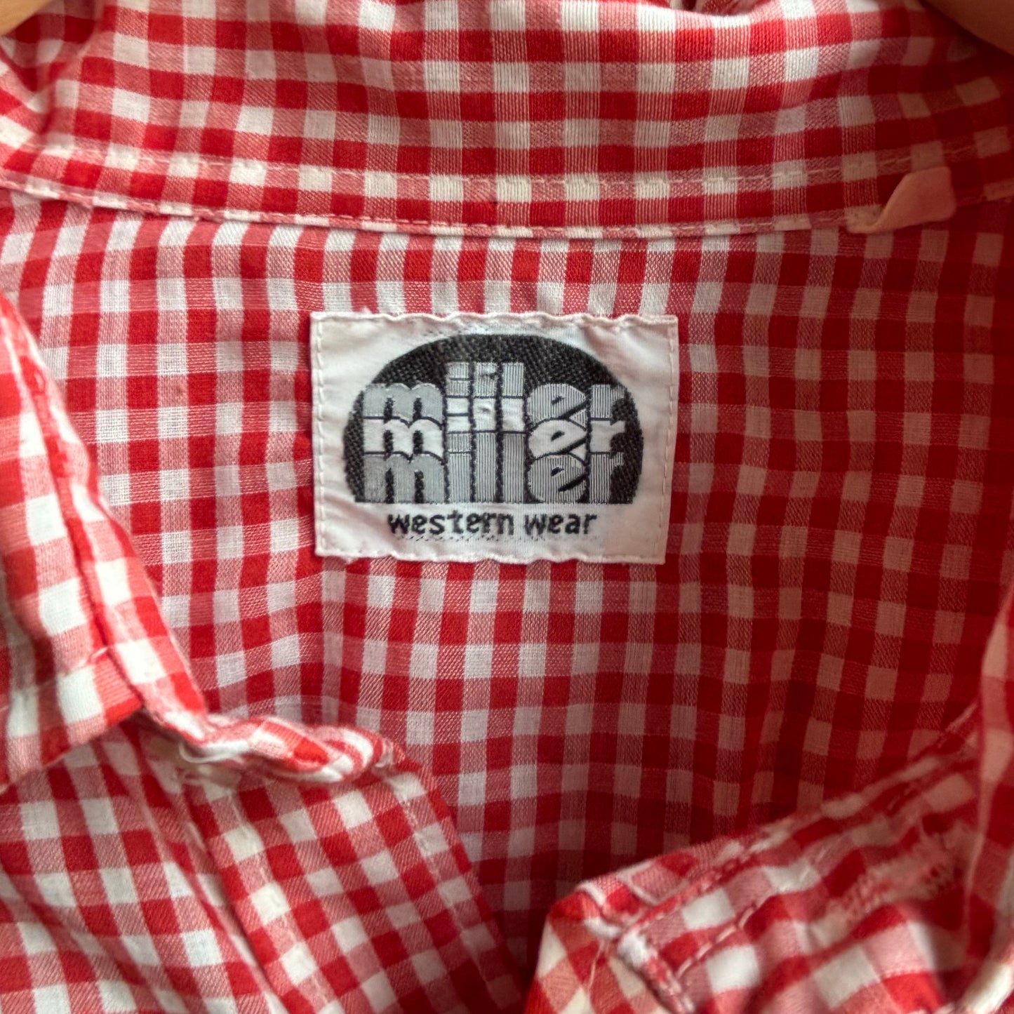 Vintage Miller Red Gingham Pearl Snap