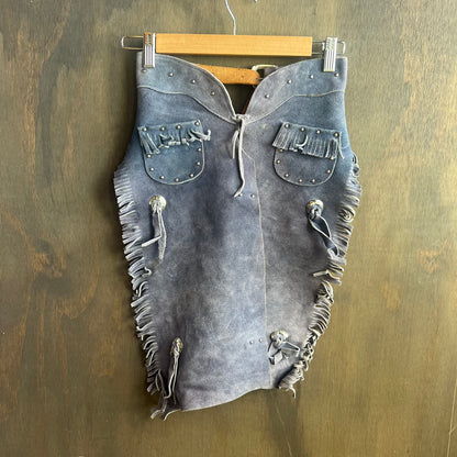 Kids Blue Leather Chaps and Vest Set