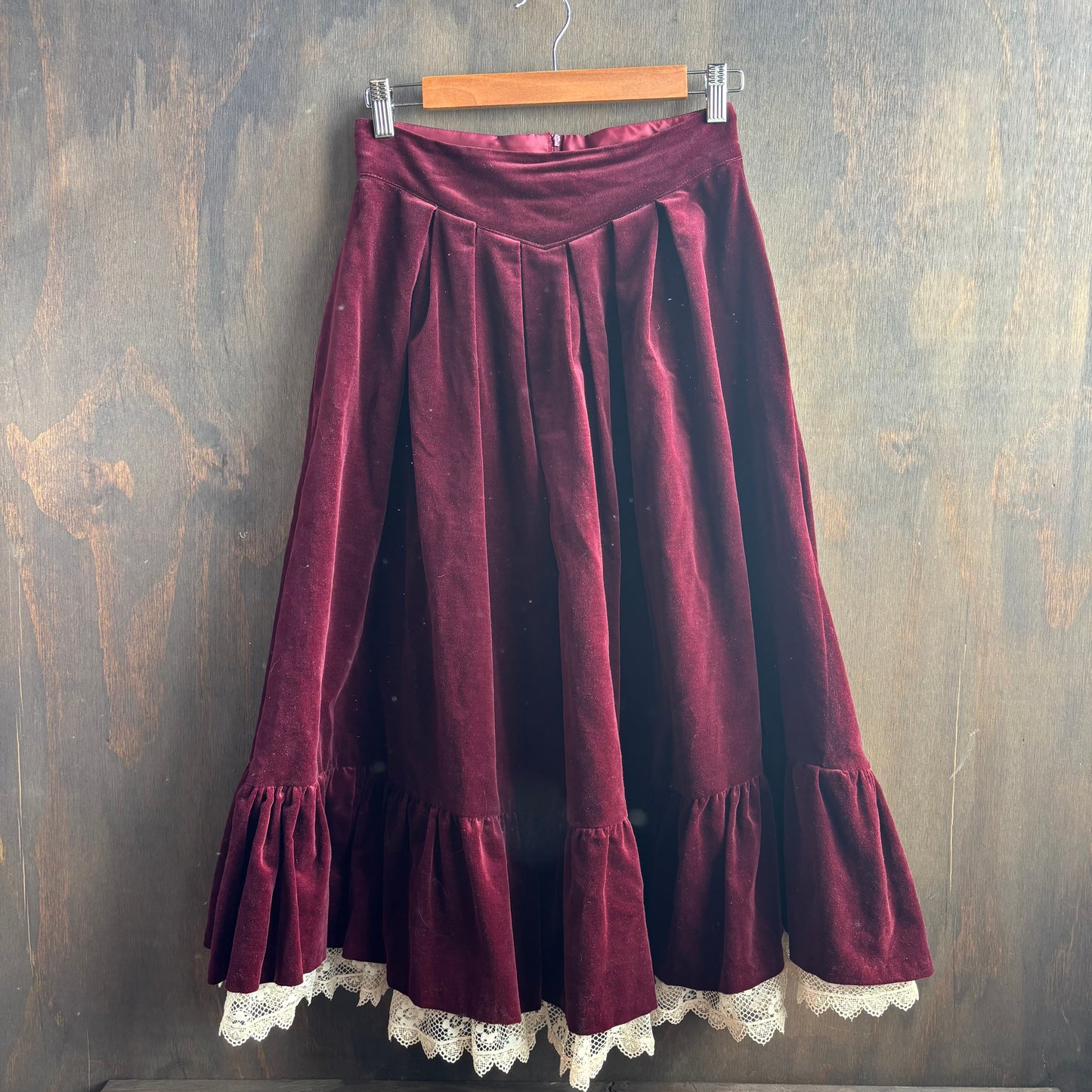 Vintage Burdundy Velvet Skirt