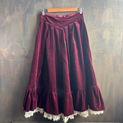 Vintage Burdundy Velvet Skirt