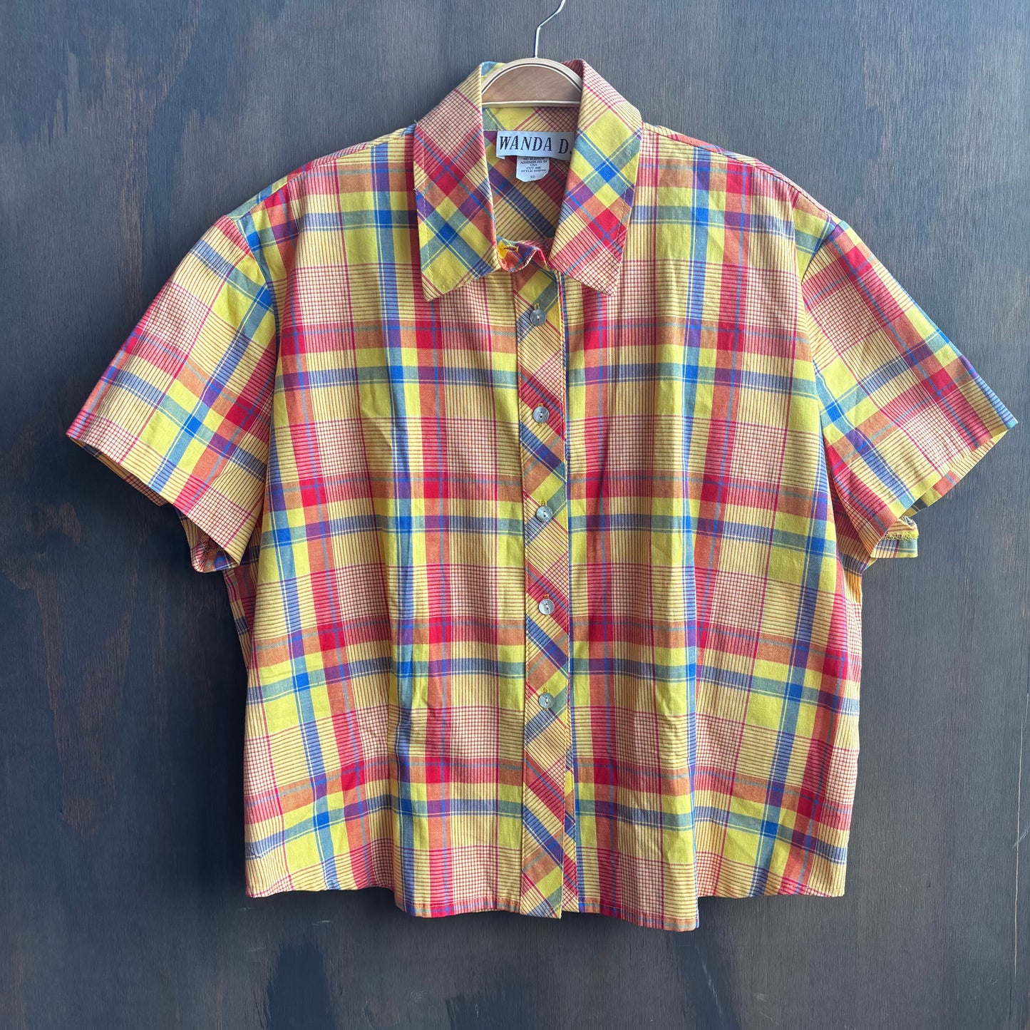 Vintage Yellow Short Sleeve Button Up