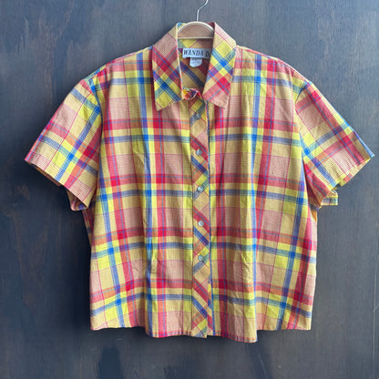 Vintage Yellow Short Sleeve Button Up
