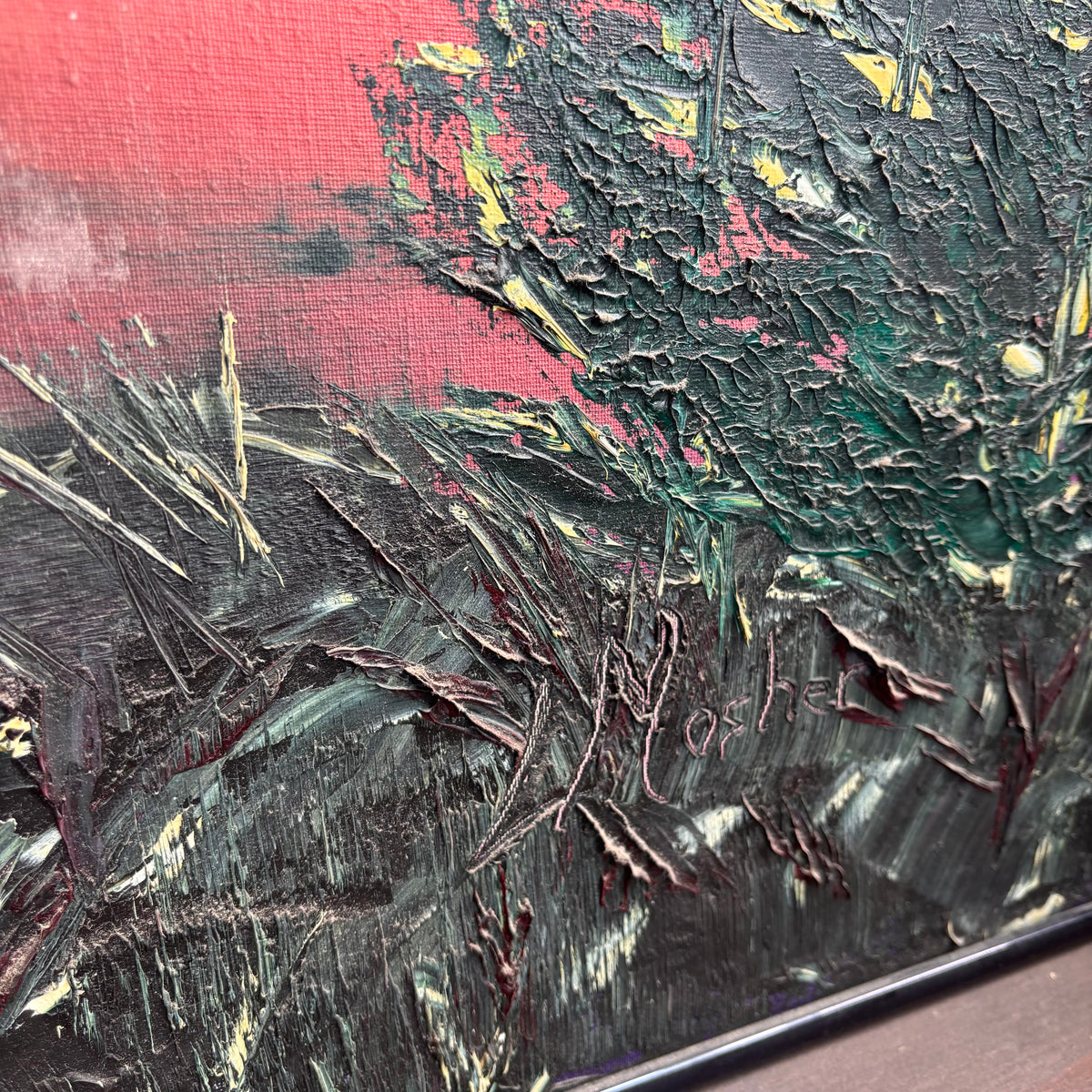 Framed XL Mountain Lake Painting