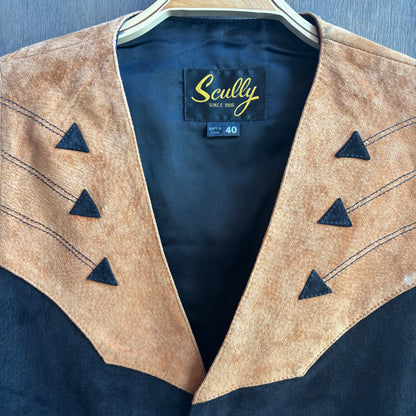 Scully Black and Tan Leather Vest