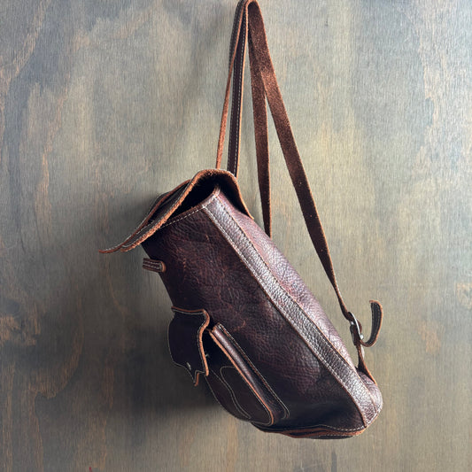Vintage Brown Leather Mini Backpack