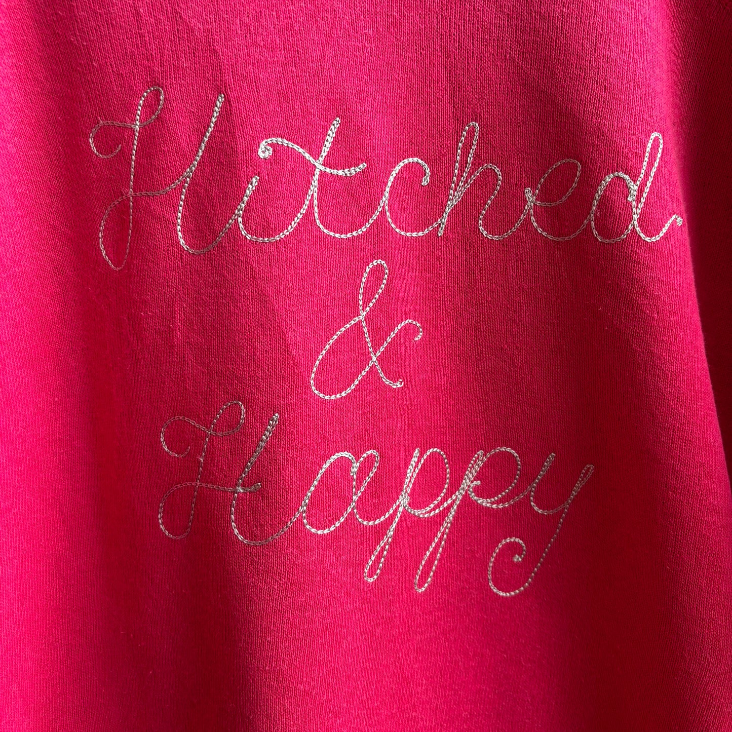 Custom Pink "Hitched & Happy" Sweatshirt