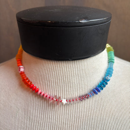 Ostrich Moon Rainbow Bead Necklace
