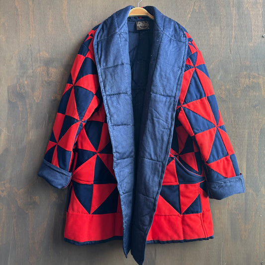 Vintage Red and Navy Quilt Jacket