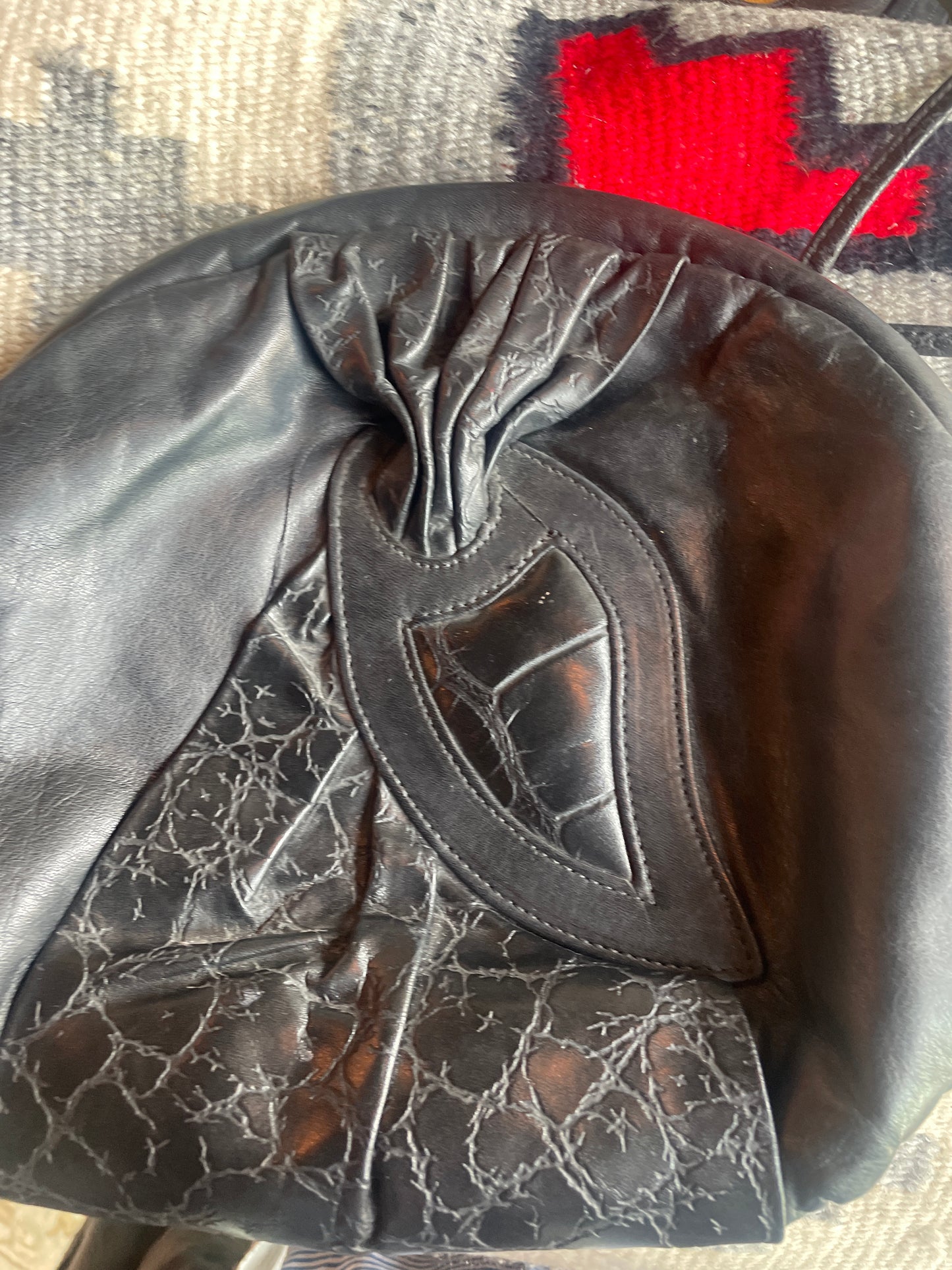Black Leather Patchwork Purse