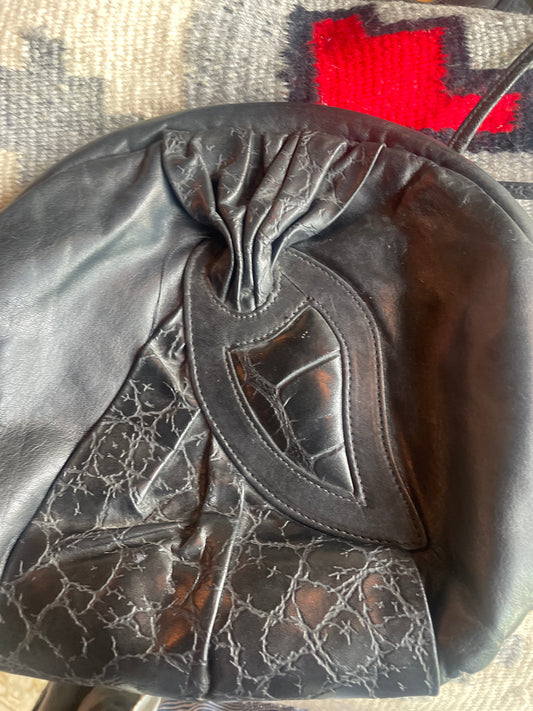 Black Leather Patchwork Purse