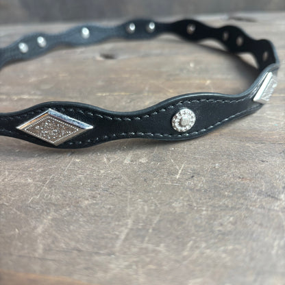 Black Leather Concho Hat Band