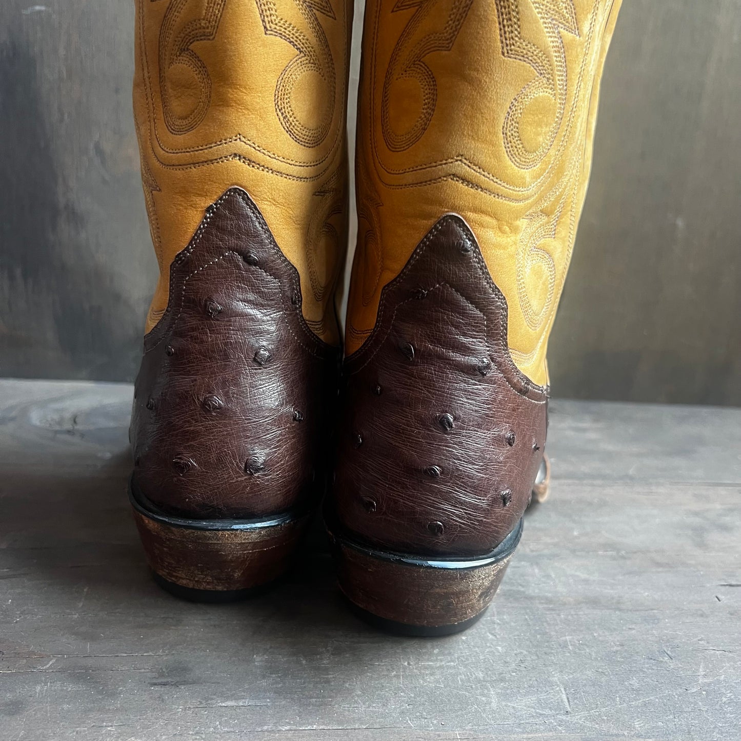 Custom Made Two-Tone Ostrich Skin Boots