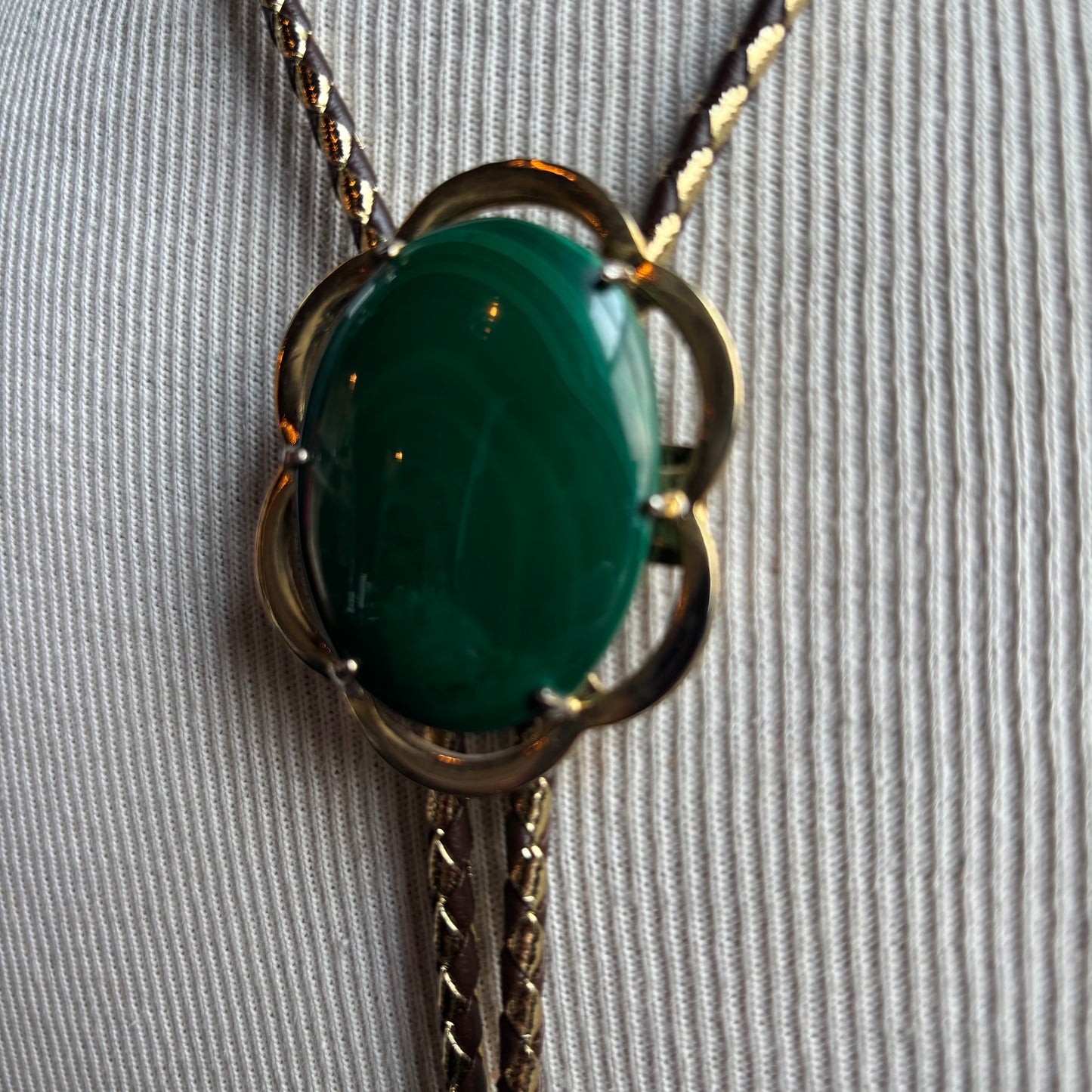 Malachite Bolo on Two-Tone Tie